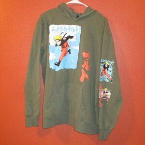 Naruto Shippuden Men X Large Green Blue White Red Long Sleeve Pullover Hoodie